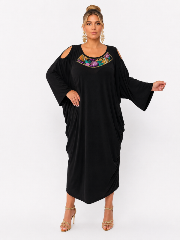 Maxi Φόρεμα Super Jersey με Εντυπωσιακό Μοτίφ