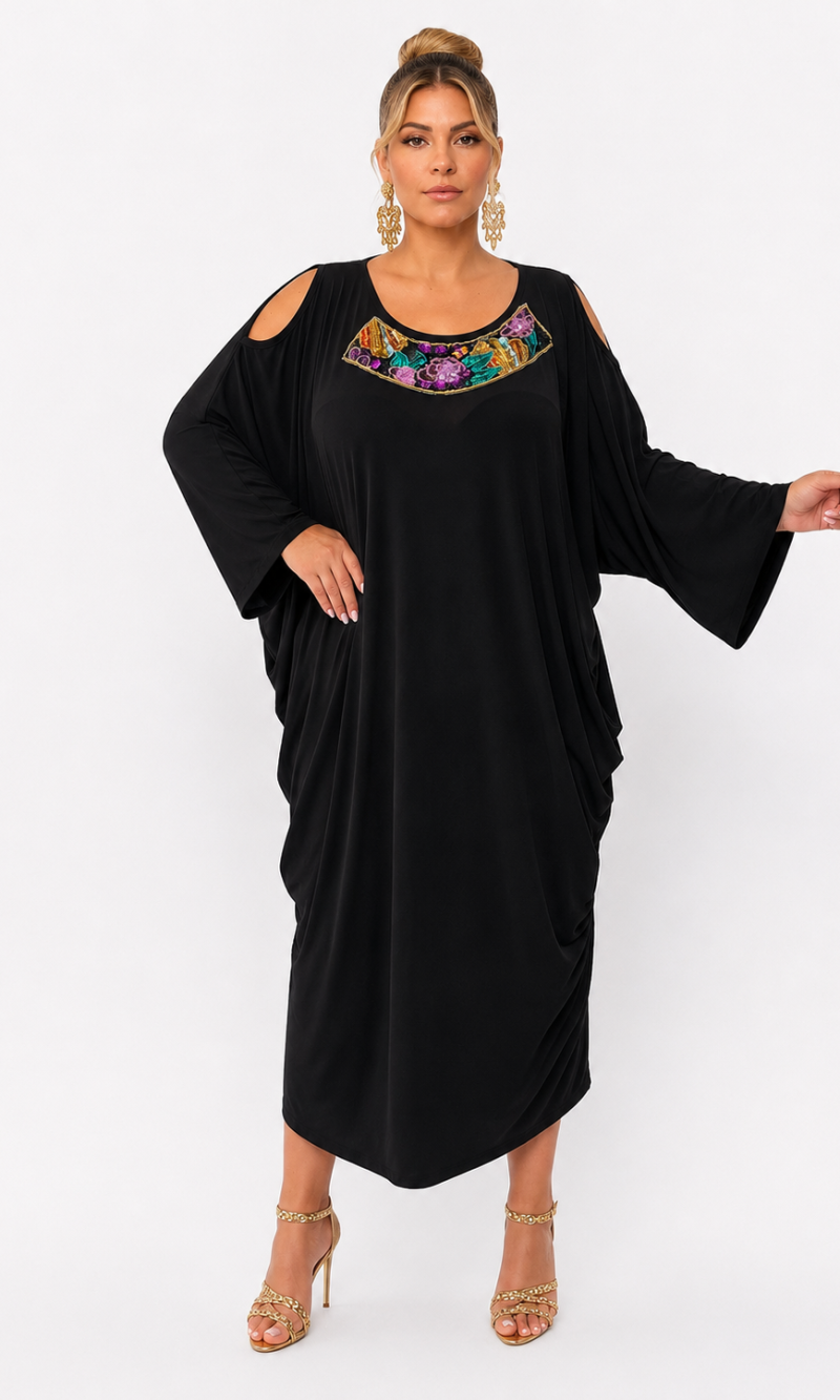 Maxi Φόρεμα Super Jersey με Εντυπωσιακό Μοτίφ