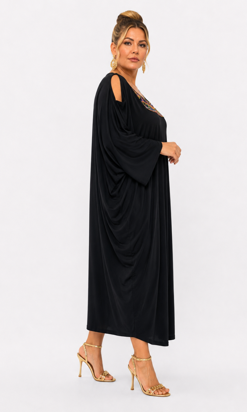 Maxi Φόρεμα Super Jersey με Εντυπωσιακό Μοτίφ
