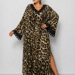 Maxi Animal Print Φόρεμα με Δαντέλα