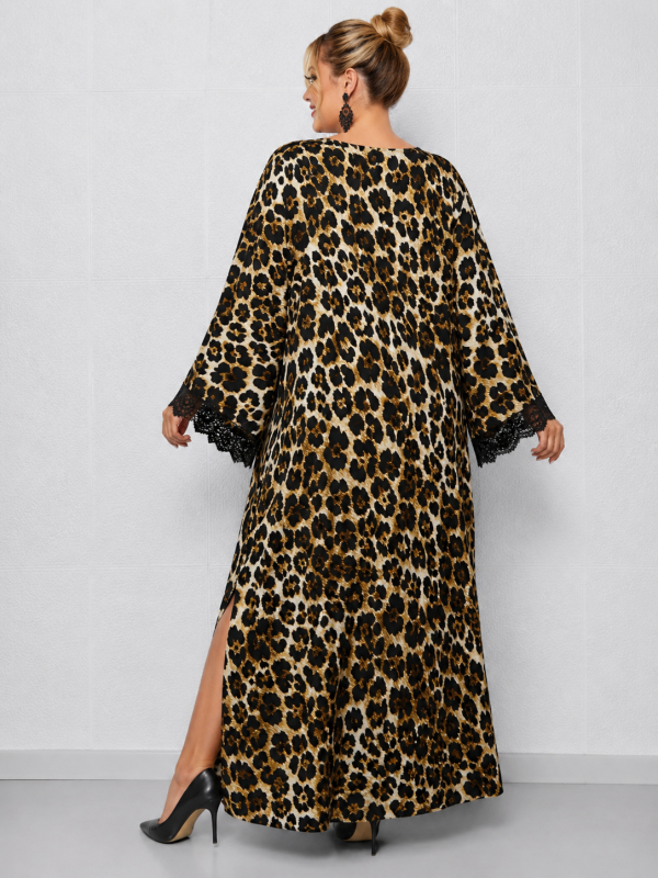 Maxi Animal Print Φόρεμα με Δαντέλα
