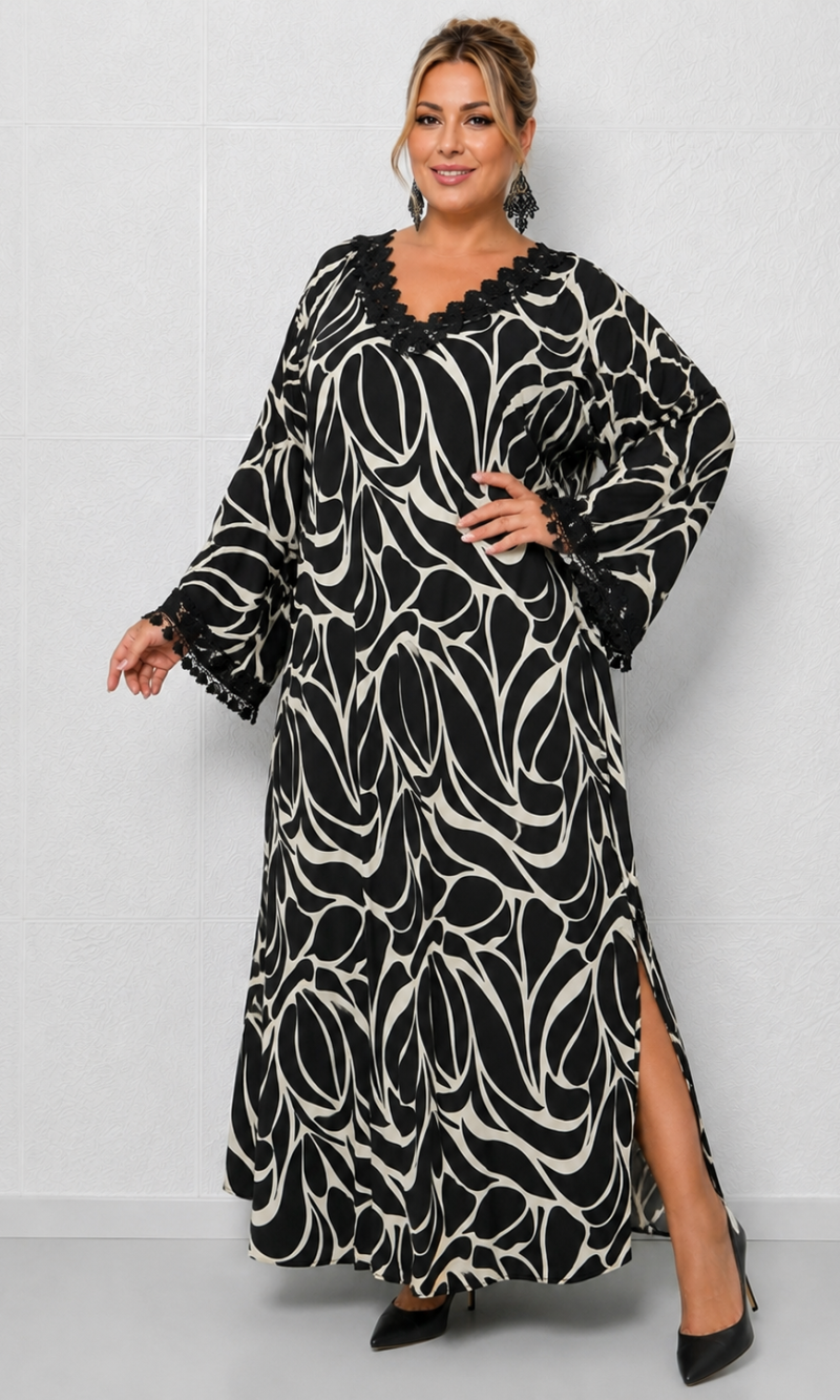 Maxi Φόρεμα με Δαντέλα – Black