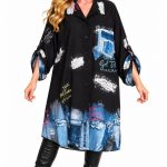Πουκάμισο Μαύρο με Denim Print