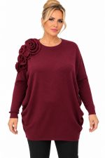 Πλεκτή Μπλούζα Oversize με Ροζέτες στον Ώμο
